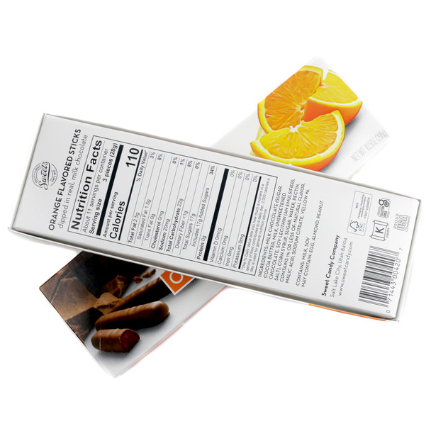 image of sweets milk chocolate orange sticks candy gift boxes