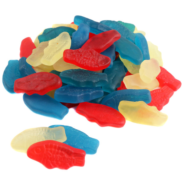 image of swedish fish red white blue bulk unwrapped candy patriotic gummy