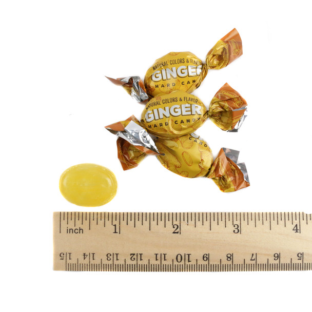 Colombina Ginger Hard Candy, approx 90 pieces per pound, smooth amber-colored hard candies.