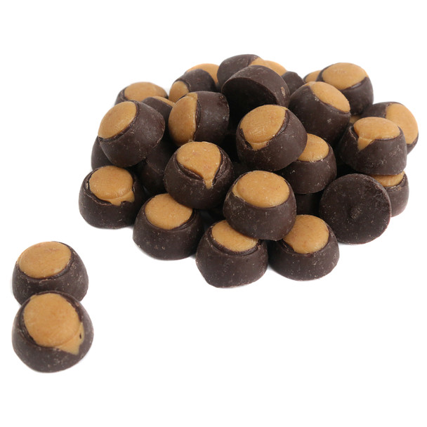 Mini dark chocolate peanut butter buckeyes in bulk, perfect for baking, candy buffets, or holiday dessert spreads.