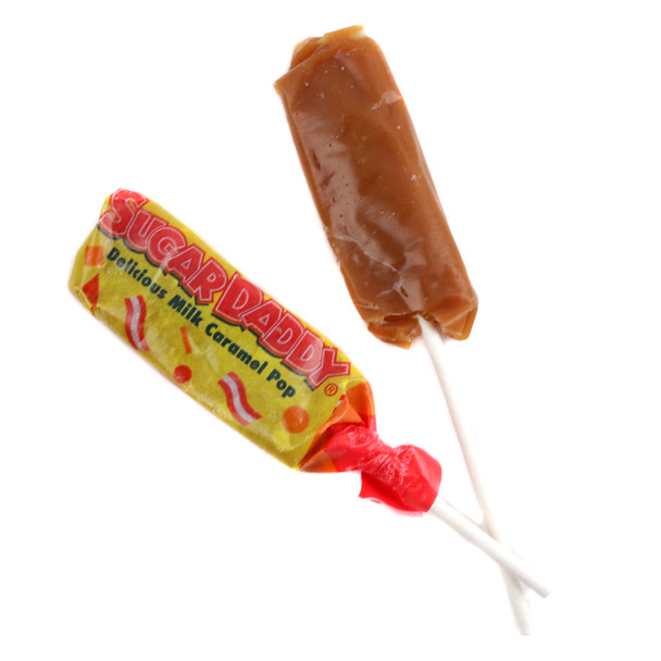 image of mini sugar daddy bulk candy caramel yellow chewy wrapped