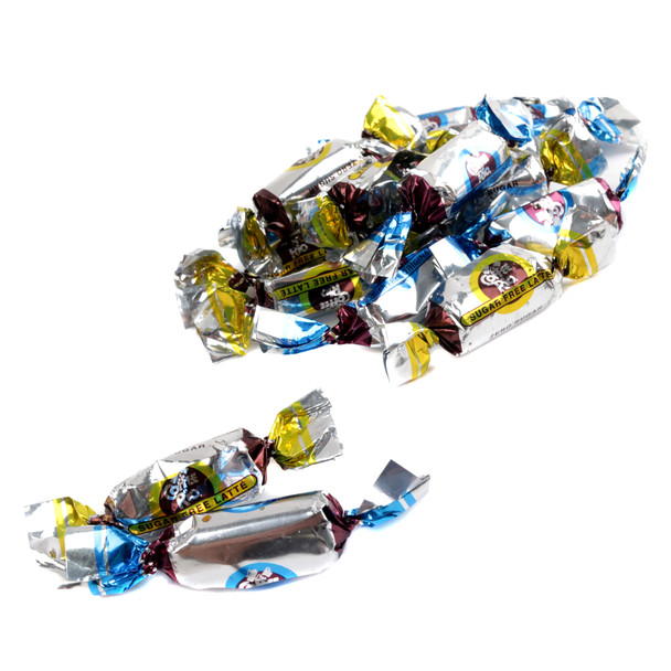 Mixed Coffee Rio Sugar Free Hard Candies, brown Original & lighter Cafe Latte flavors, approx 87 pieces per pound.