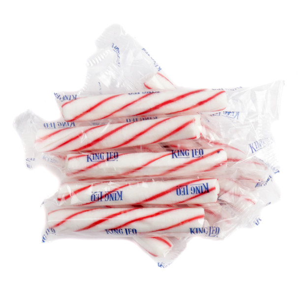 image of king leo soft peppermint sticks wrapped bulk candy red image of king leo soft peppermint sticks wrapped bulk candy red
