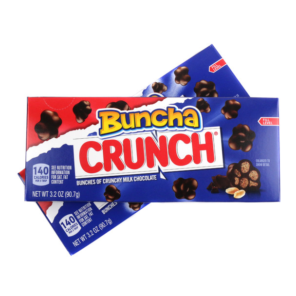 Buncha Crunch Theater Box 12 Pack, 3.2 oz, creamy milk chocolate, crunchy crisped rice candy bites.