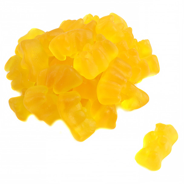 Yellow Mango Gummy Bears, tropical mango flavor candy, approx 125 pieces per pound.