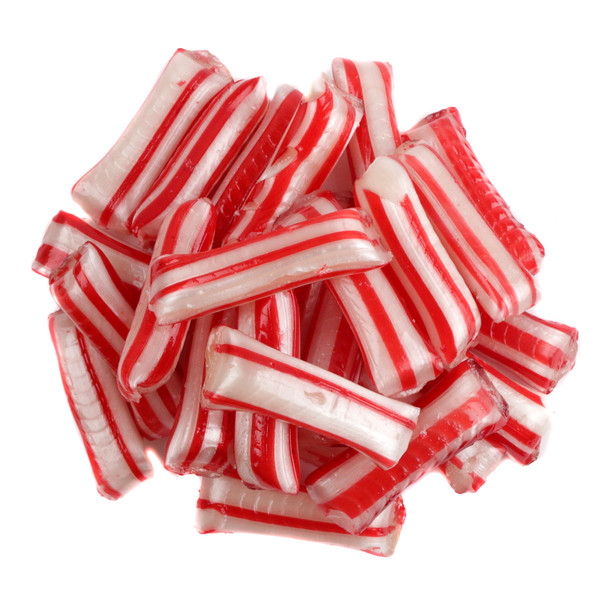 Red and White Striped Mint Straws, classic Christmas candy, peppermint flavor by Cavalier Candies.
