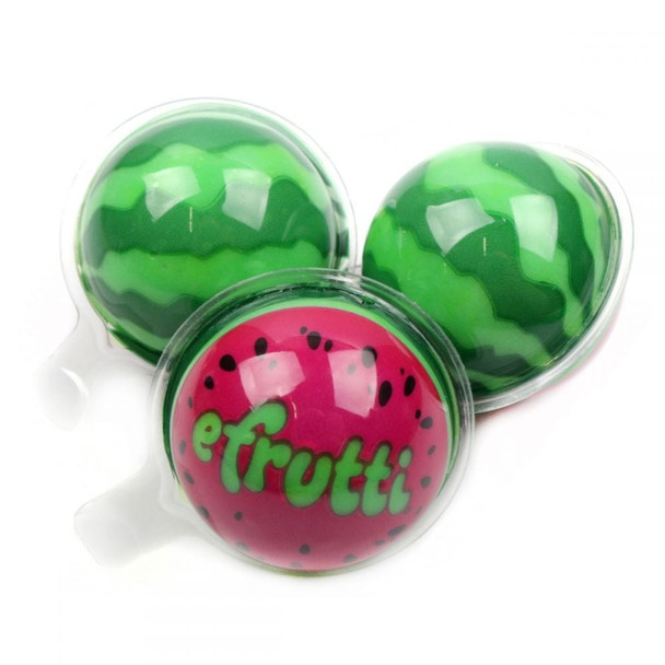 efrutti Watermelon Splash 85 piece, vibrant green gummy candy, realistic watermelon stripes, sour liquid center, individually wrapped.