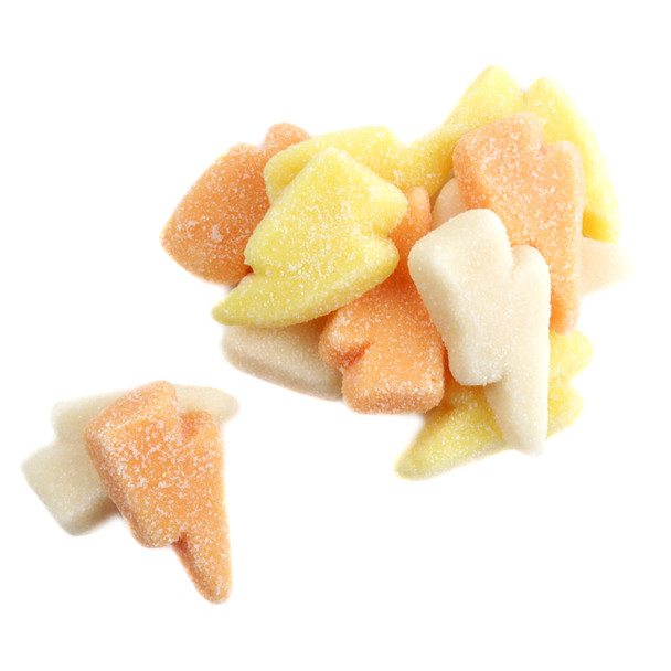 Sour Gummy Lightning Bolts, super sour candy in lightning bolt shape, approximately 65 pieces per pound.