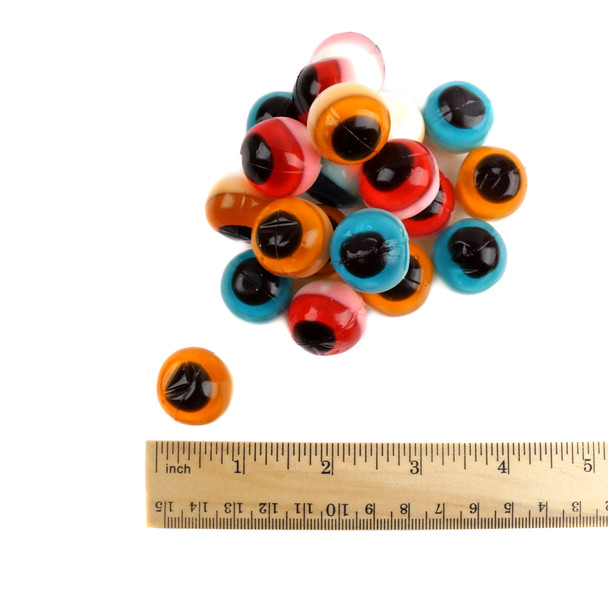 Clever Candy realistic 3D Gummy Eyeballs, vibrant red, green, blue, approx. 75 per pound, sweet, chewy.