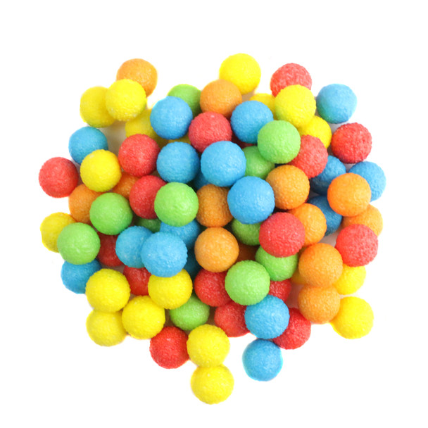 Mini Neon Jawbreakers, small bumpy candies in blueberry, apple, orange, pineapple, grape colors, approximately 460 per pound.
