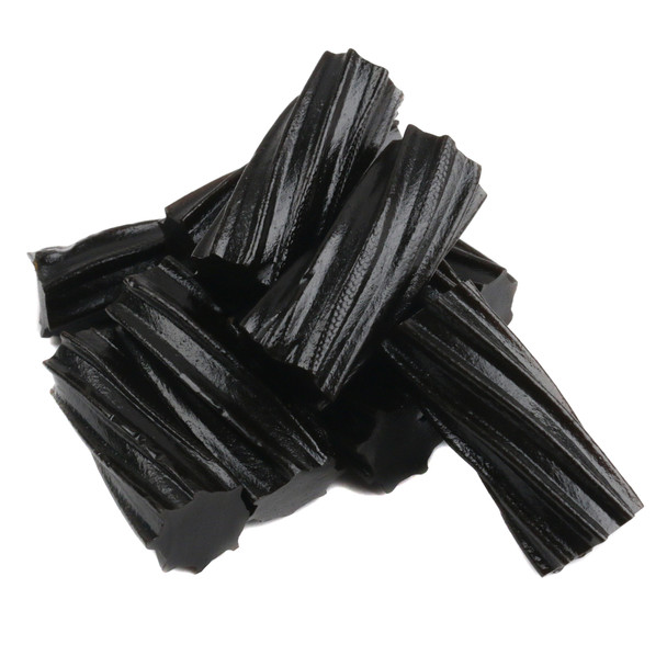 Wiley Wallaby Black Licorice, Australian style, soft chewy black chunks, approx. 48 pieces per pound, 2 inches each.