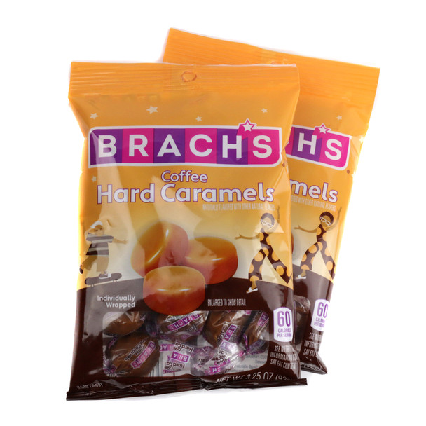 Brach's Coffee Nips hard candy, approximately 14 dark brown, coffee-flavored pieces in a 3.25oz bag.