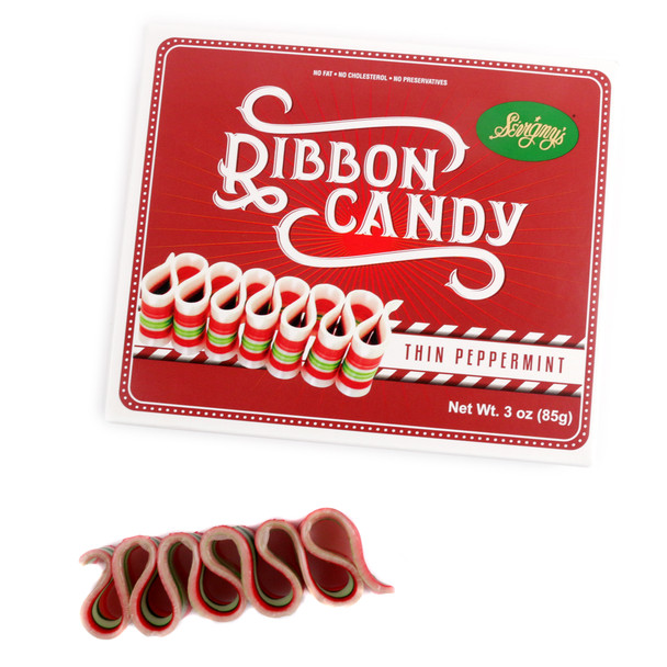 Sevigny's Peppermint Ribbon Candy, red and white, delicate ribbons in an old-fashioned gift box, 6 count.
