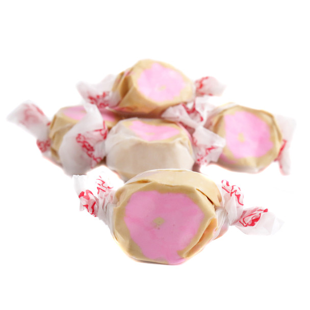 Taffy Town Glazed Donut Salt Water Taffy. Light brown, sweet, chewy pieces, approx. 60 per pound.