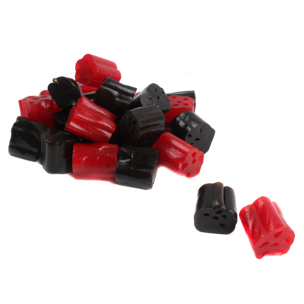 Red and Black Licorice Honeycomb Bites, classic bite-sized candy from Kennys Candy.