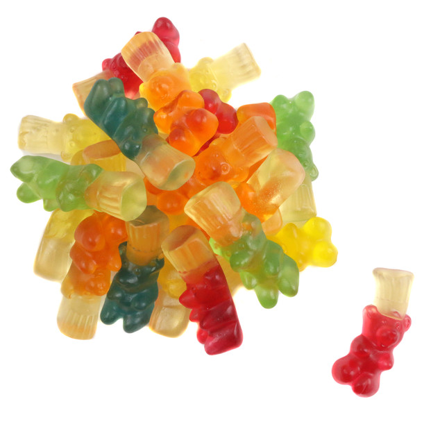 Herberts Best Gummy Bears, colorful, vanilla chef hats, assorted fruity flavors, approx. 90 per pound.