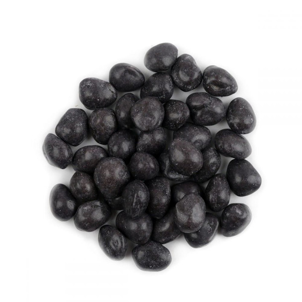Blitz Bits Mini Black Licorice Chews, soft, miniature, black candy with a thin shell. Approx 630 per pound.