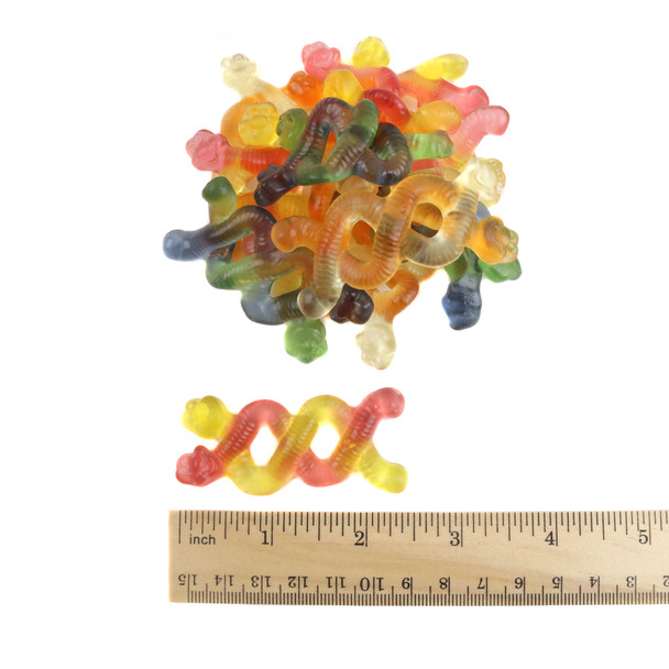 Herberts Best Criss Crawlers sweet, sour gummy worms, twisted snake shapes, dual sweet, sour strands, about 55 per lb.