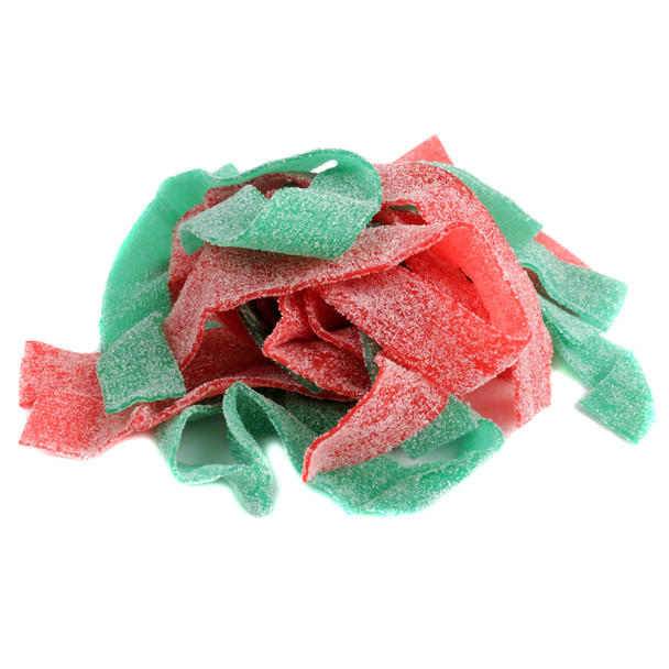image of christmas sour belts green apple and strawberry