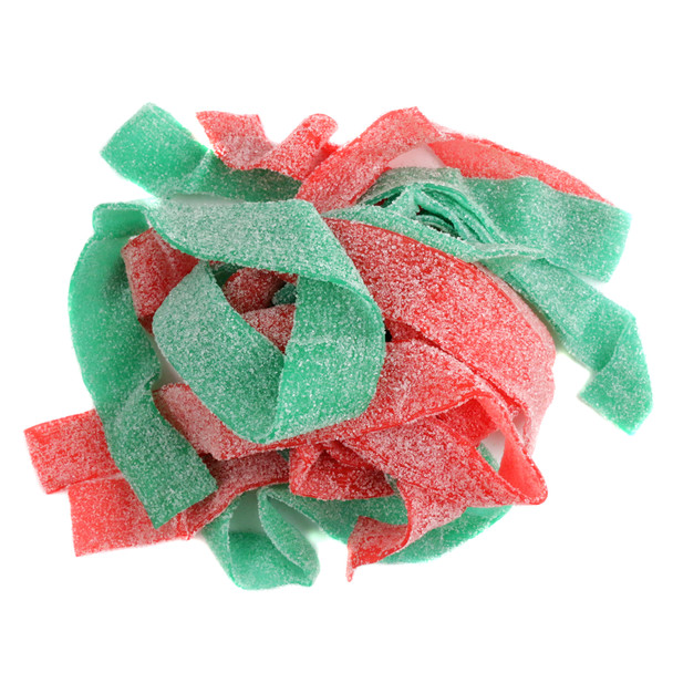 image of christmas sour belts green apple and strawberry