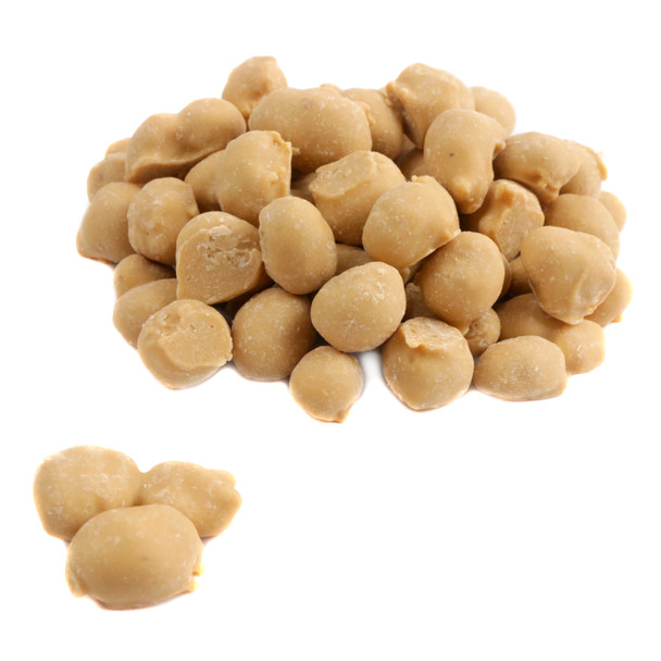 Golden-brown maple double-dipped peanuts, sweet, unwrapped bulk candy, approximately 175 pieces per pound.
