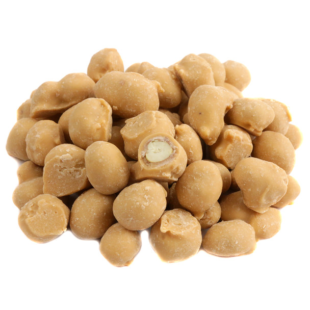 Maple double dipped peanuts, sweet fall treat, 175 pieces per pound, unwrapped bulk candy, maple brown.