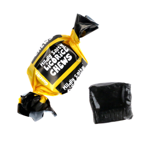 Gerrit Verburg's chewy black licorice toffees, mildly salty, approx. 95 pieces per pound.