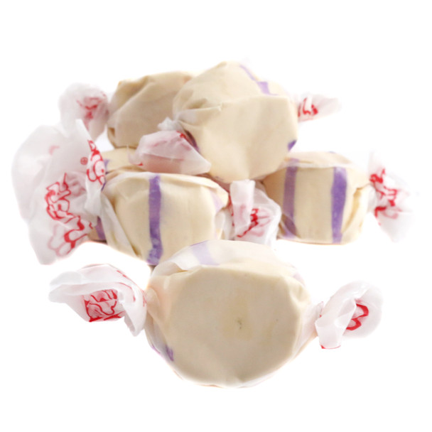 Honey Lavender Salt Water Taffy, Taffy Town. Approximately 65 purple and golden whipped pieces per pound.