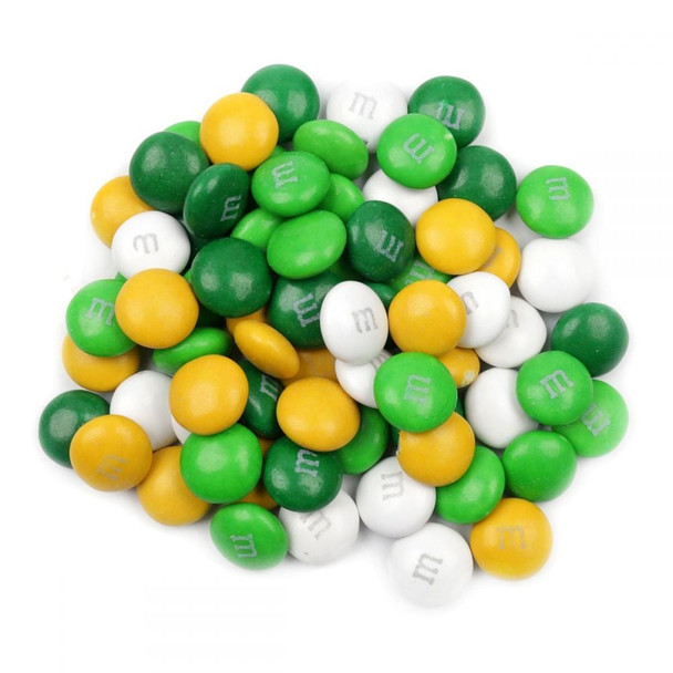 M&M St. Patricks Day Mix chocolates, a festive blend of green, gold, and white candies.
