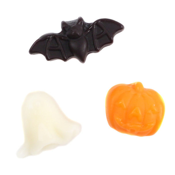 Albanese Ghoulish Halloween Gummies, approx. 130 vibrant orange pumpkins, white ghosts, black bats.