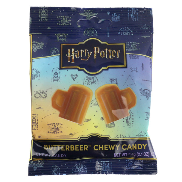 Bag of Harry Potter Butterbeer Chewy Candy showing the official Wizarding World logo