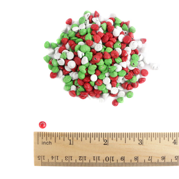 Red, White, and Green candy coated mini chocolate chips, crunchy shell, smooth chocolate center, Christmas baking toppings.