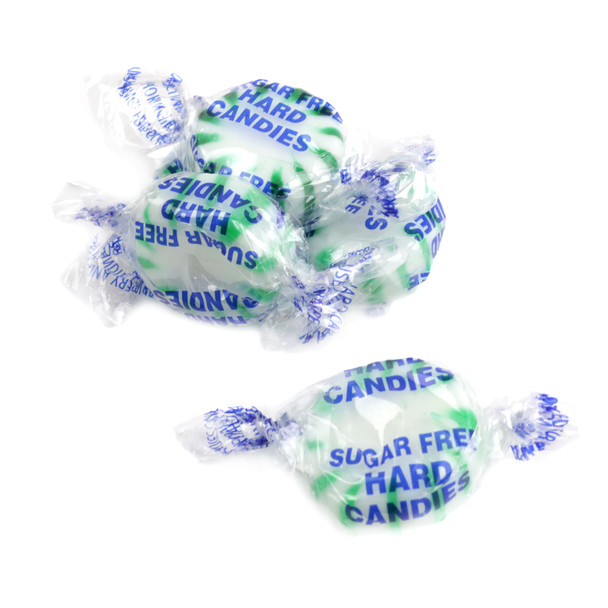 Arcor Sugar Free Spearmint green hard candies, 1 lb, 75 bulk wrapped pieces.