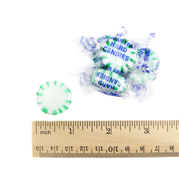 Arcor Sugar Free Spearmint Hard Candy, approximately 75 green candies per pound, individually wrapped bulk candy.