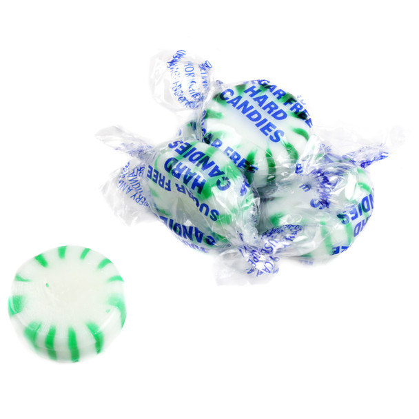 Arcor Sugar Free Spearmint Hard Candy, vibrant green, approx 75 candies per pound, refreshing, sugar-free.