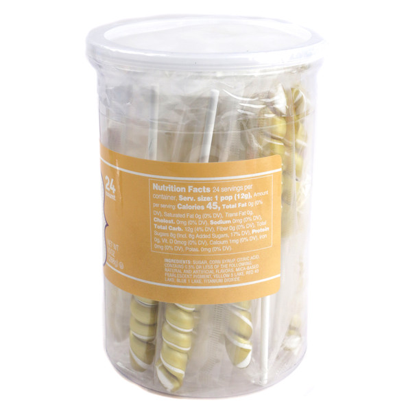 24 individually wrapped mini gold unicorn lollipops, fruit flavored candy.