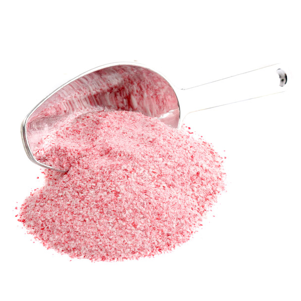 Vibrant red, finely ground peppermint candy. Crushed pieces for festive holiday dessert toppings, adds baking crunch.