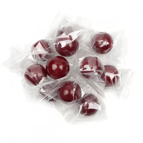 Deep red, individually wrapped Cinnamon Jawbreakers, classic spicy jawbreaker candy.