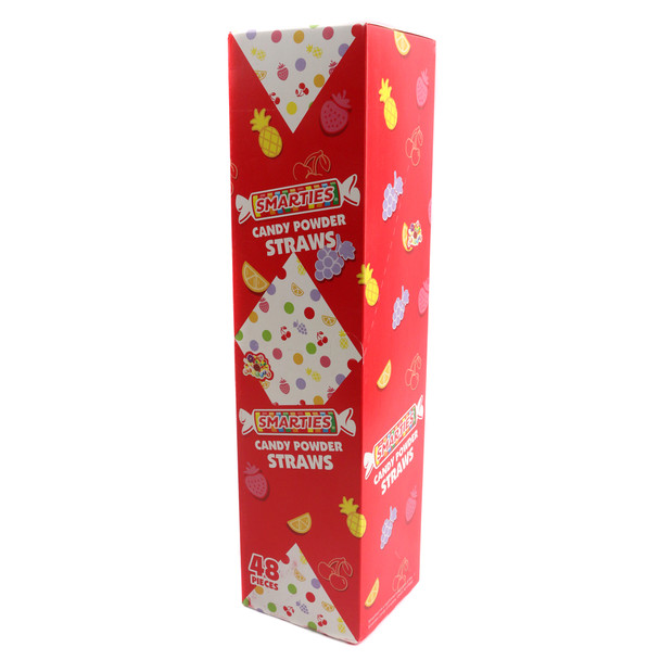Smarties Candy Powder Filled Straws, 48 rainbow-colored pieces, colorful candy powder in straws.