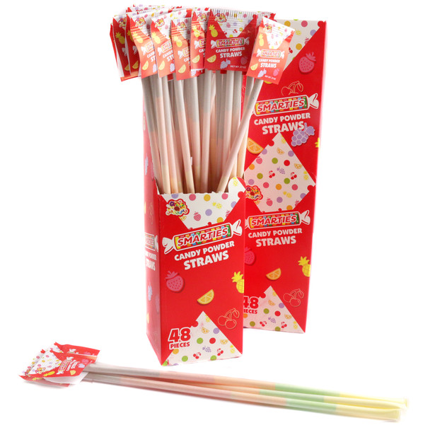 image of smarties candy powder filled straws