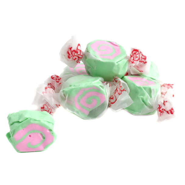 Taffy Town Salt Water Taffy Cherry Limeade. Vibrant pink, individually wrapped pieces, approx 65 per pound.