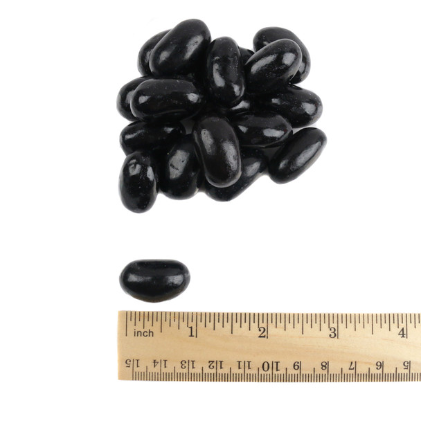 Jumbo black licorice jelly beans, rich spicy anise flavor, approx. 80 per pound, striking black color.