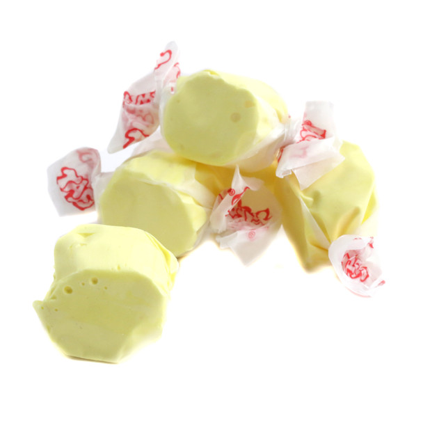 Creamy yellow Taffy Town Salt Water Taffy Butter candy, sweet & salty flavor, approx 65 pieces per pound.