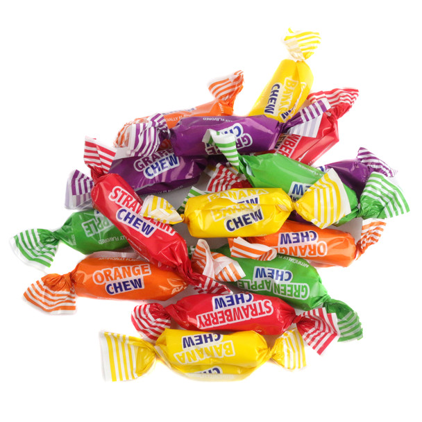 Assorted Colombina fruit chews in a rainbow of vibrant wrappers