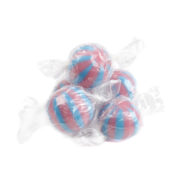 Jumbo Cotton Candy Hard Candy Balls, pink and blue, individually wrapped. Approximately 45 pieces per pound by Candyman's.
