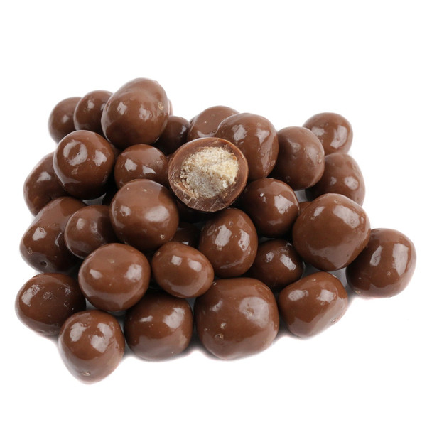Albanese Milk Chocolate Cookie Dough Bites, soft chewy chocolate-covered cookie dough. Approx. 220 brown bites per pound.