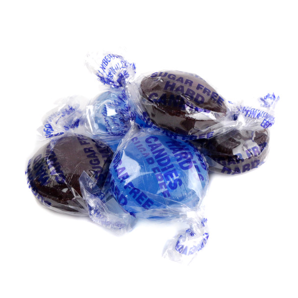 Sugar Free Mixed Berry Hard Candy, assorted blue, purple pieces. Approx. 75 per pound.