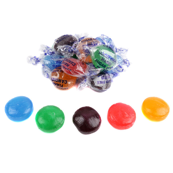 Arcor sugar-free assorted fruit hard candy, approx. 75 colorful, individually wrapped pieces per pound.