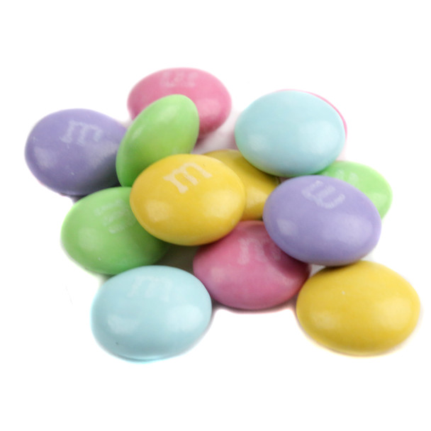 Easter M&M's, vibrant pastel spring colors, milk chocolate candy in crisp shells, festive Easter treats.