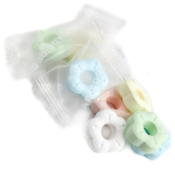 Fun Tasty Sugar Free Mints Hard Candy, assorted colors, flower-shaped, approx 220 pieces per pound.